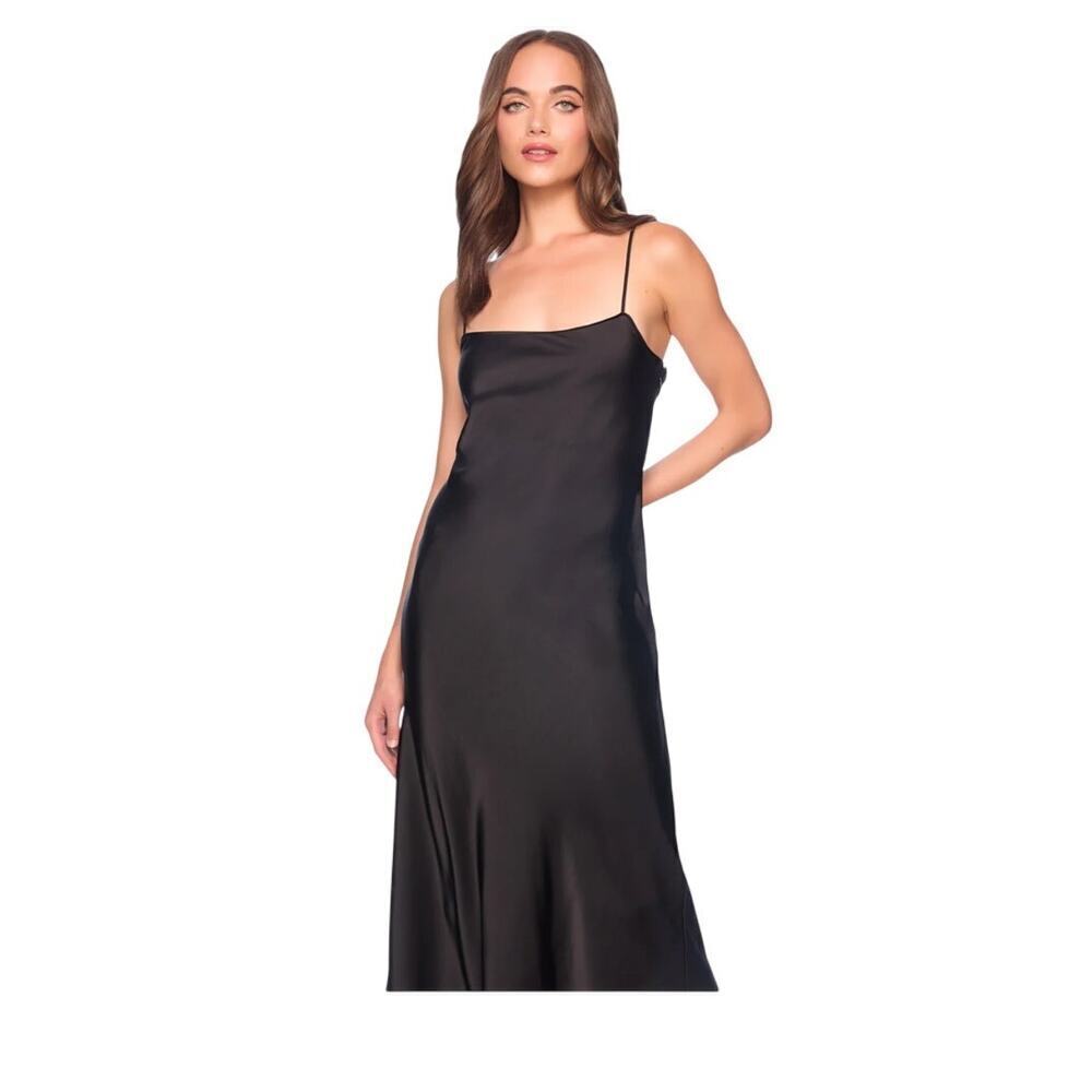 NWT Susana Monaco bias black midi slip dress small - Picture 6 of 13